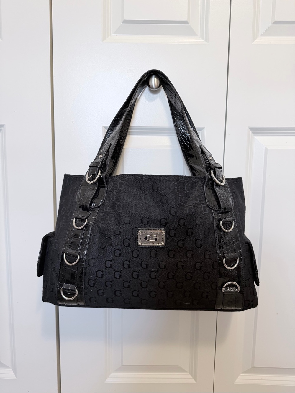 Y2K Black G Monogram Tote Bag - Designer-Inspired Women’s Shoulder Bag